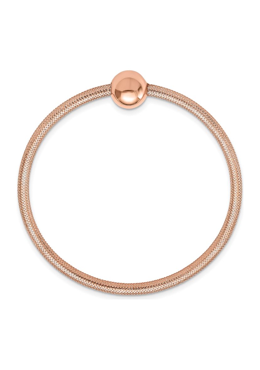 14K Yellow Gold Polished with Bead Stretch Bracelet