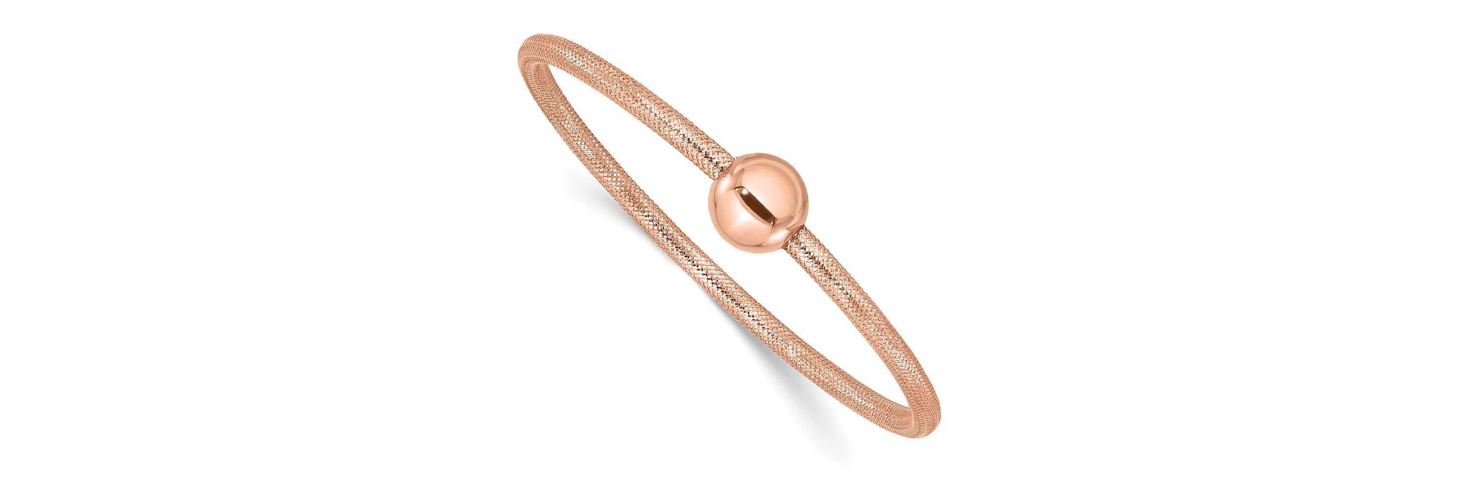 14K Yellow Gold Polished with Bead Stretch Bracelet