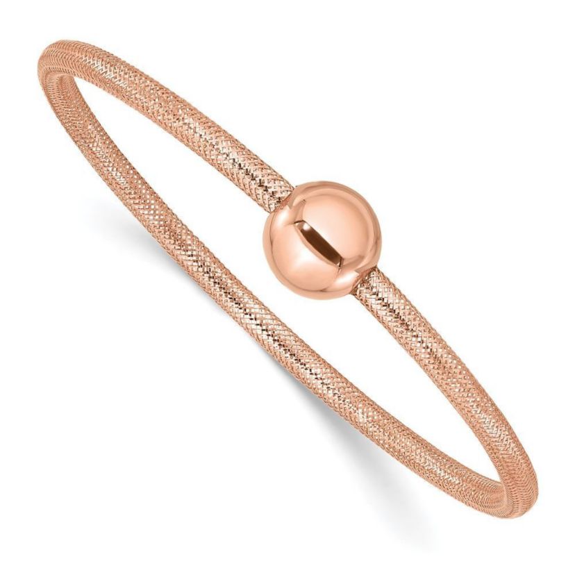 14K Yellow Gold Polished with Bead Stretch Bracelet