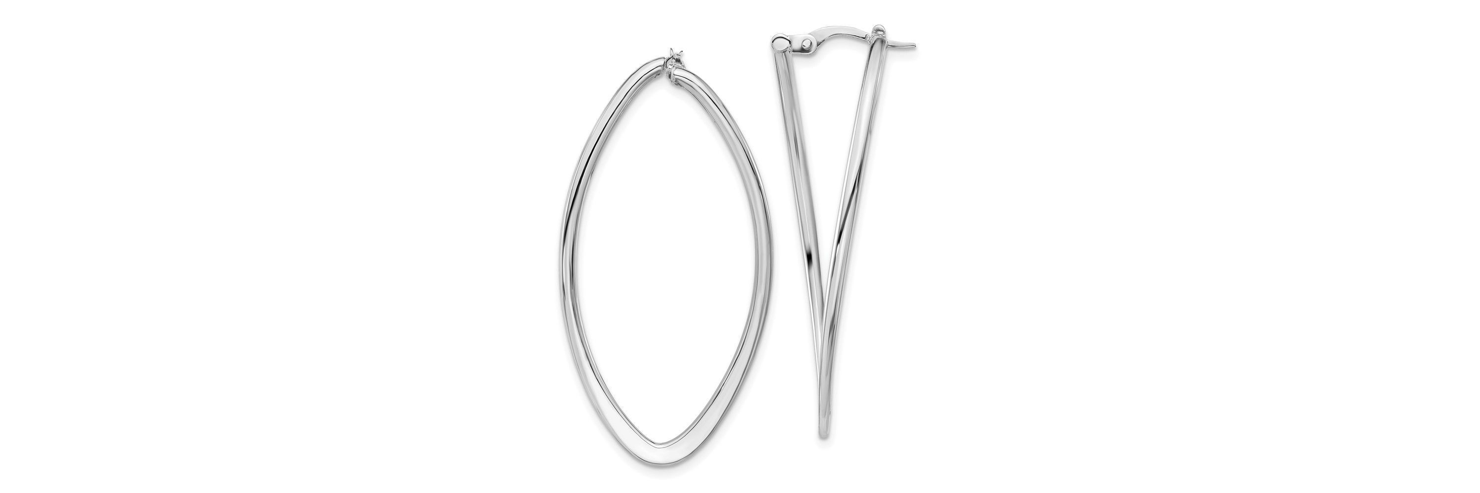 14K Yellow Gold Polished Oval Hoop Earrings
