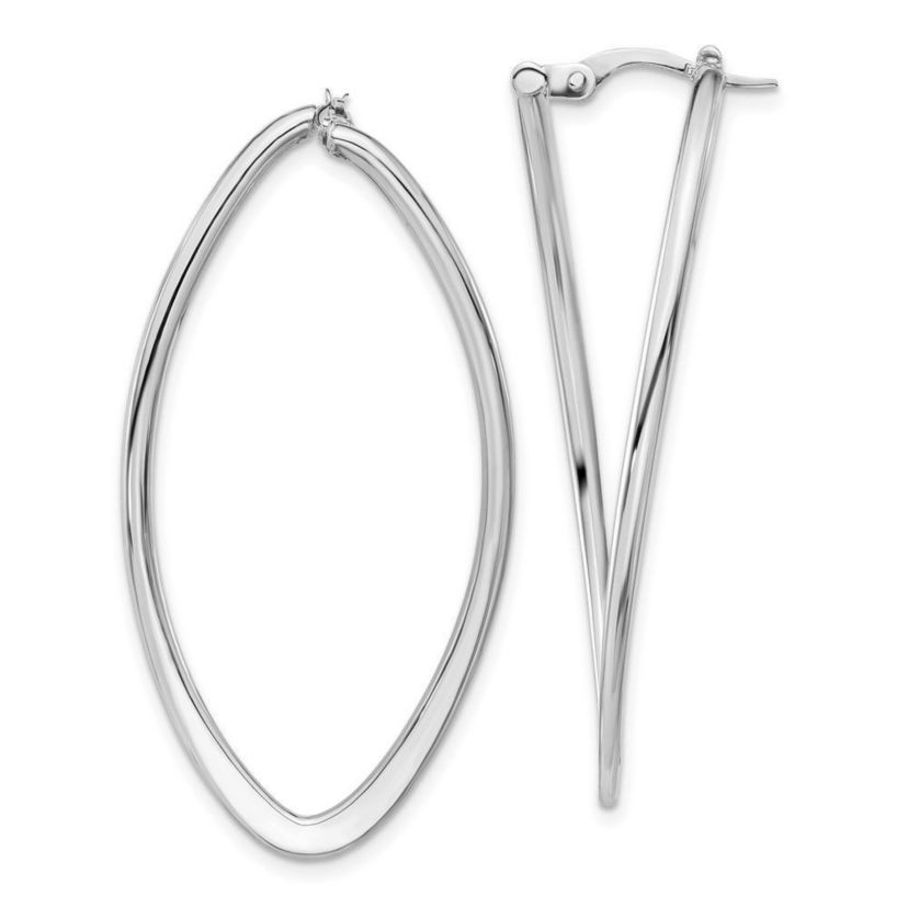 14K Yellow Gold Polished Oval Hoop Earrings