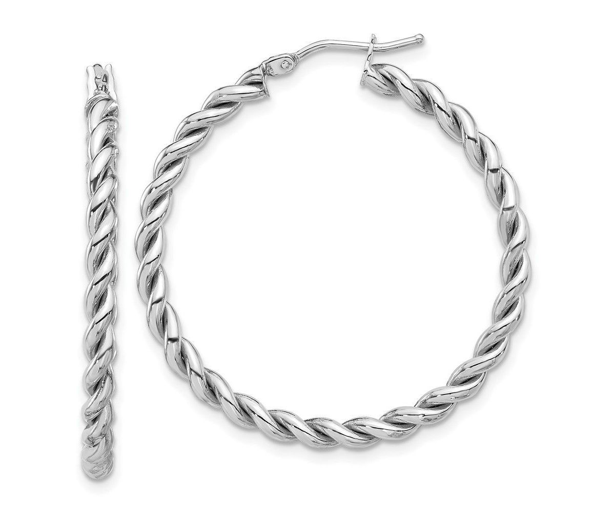 14K Yellow Gold Polished Twist Hoop Earrings