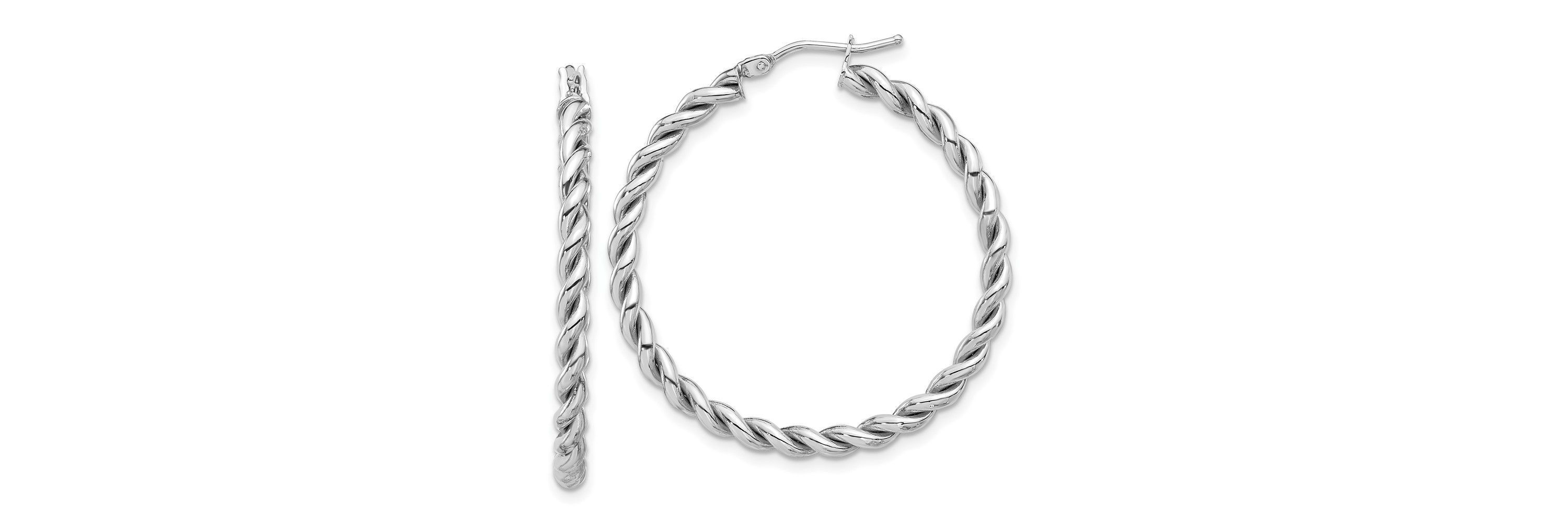 14K Yellow Gold Polished Twist Hoop Earrings