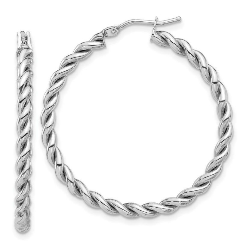 14K Yellow Gold Polished Twist Hoop Earrings