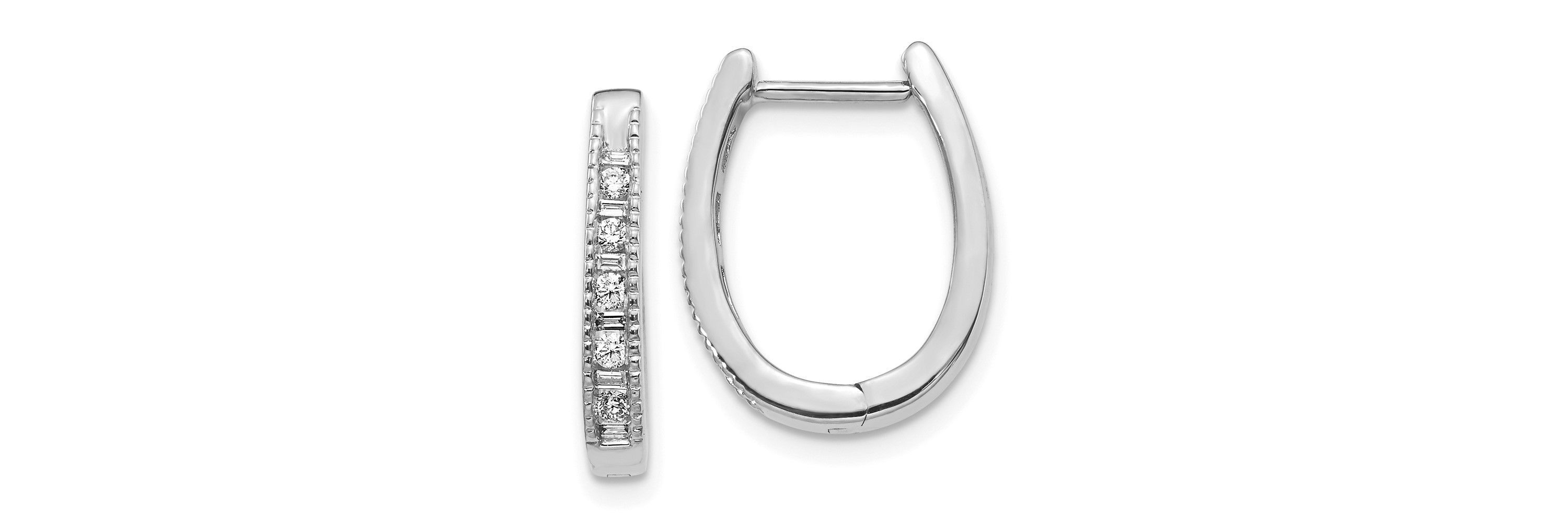 1/5 ct. t.w. Diamond Oval Hinged Hoop Earrings in 14K Gold