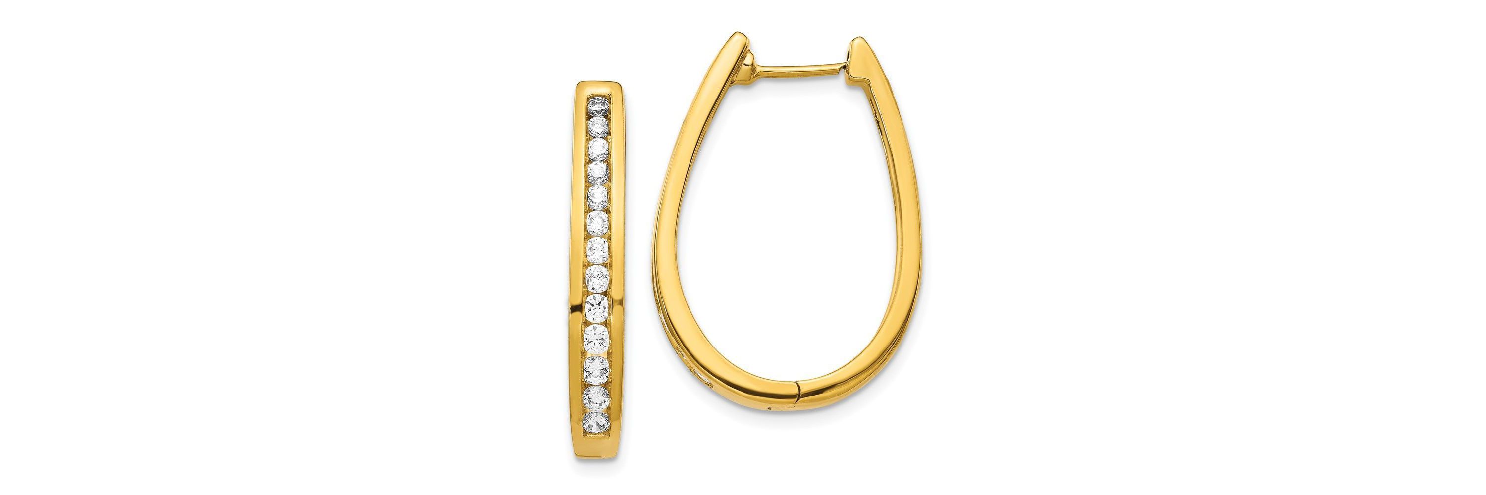 1 ct. t.w. Diamond Oval Hinged Hoop Earrings in 14K Gold