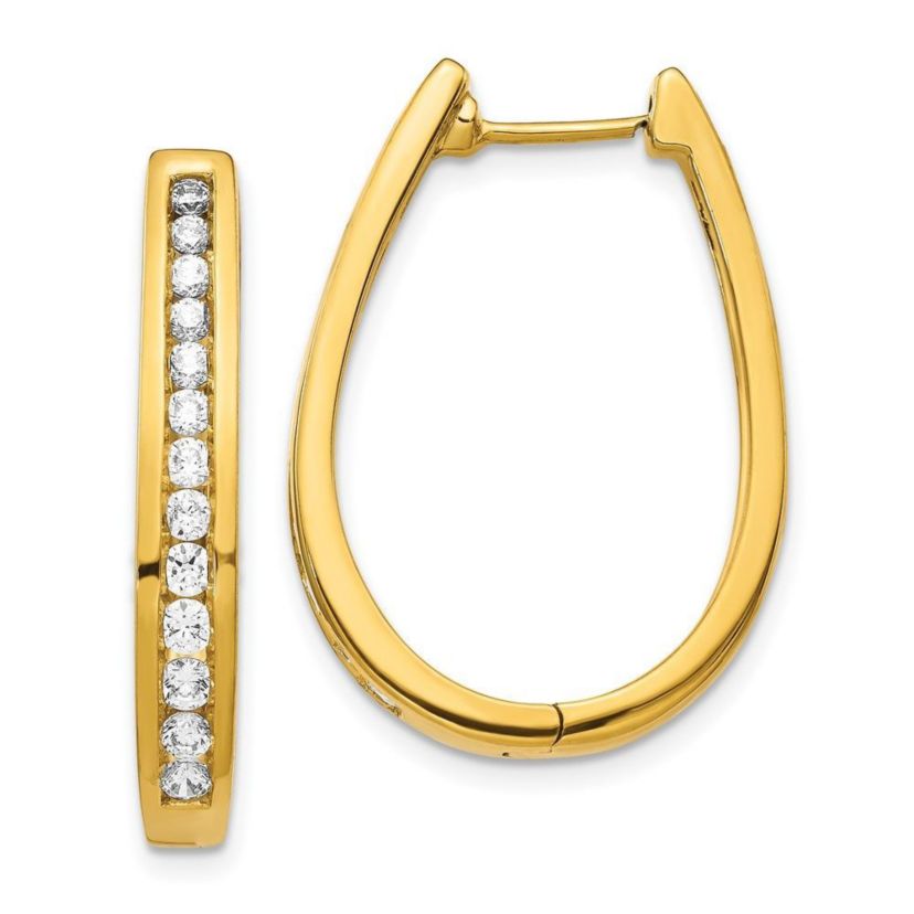 1 ct. t.w. Diamond Oval Hinged Hoop Earrings in 14K Gold