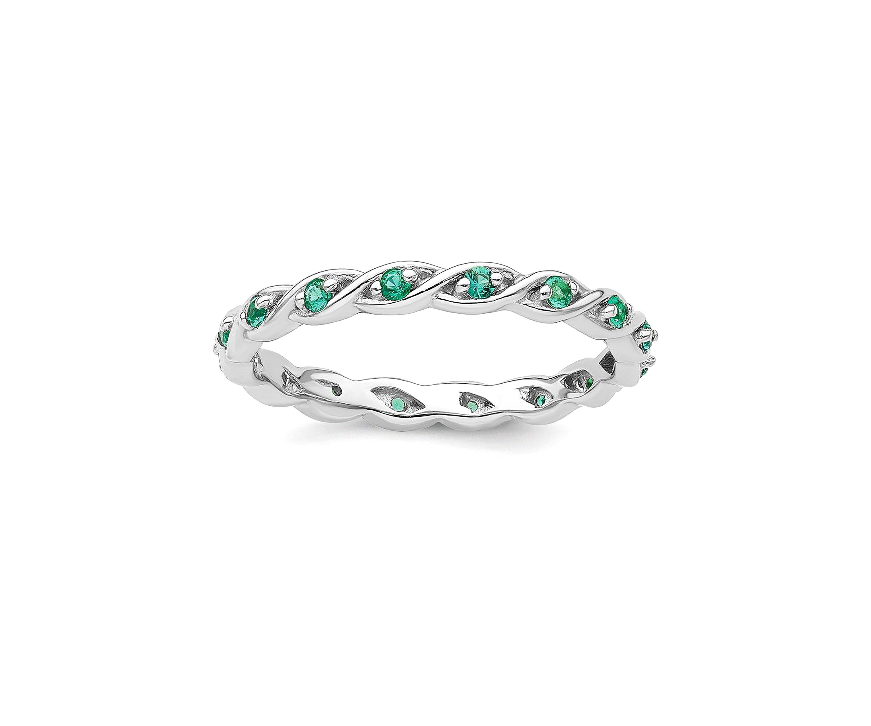 Lab Created 1/5 ct. t.w. Created Emerald Stackable Expressions Ring in Sterling Silver