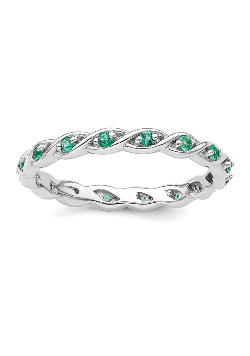 Lab Created 1/5 ct. t.w. Created Emerald Stackable Expressions Ring in Sterling Silver