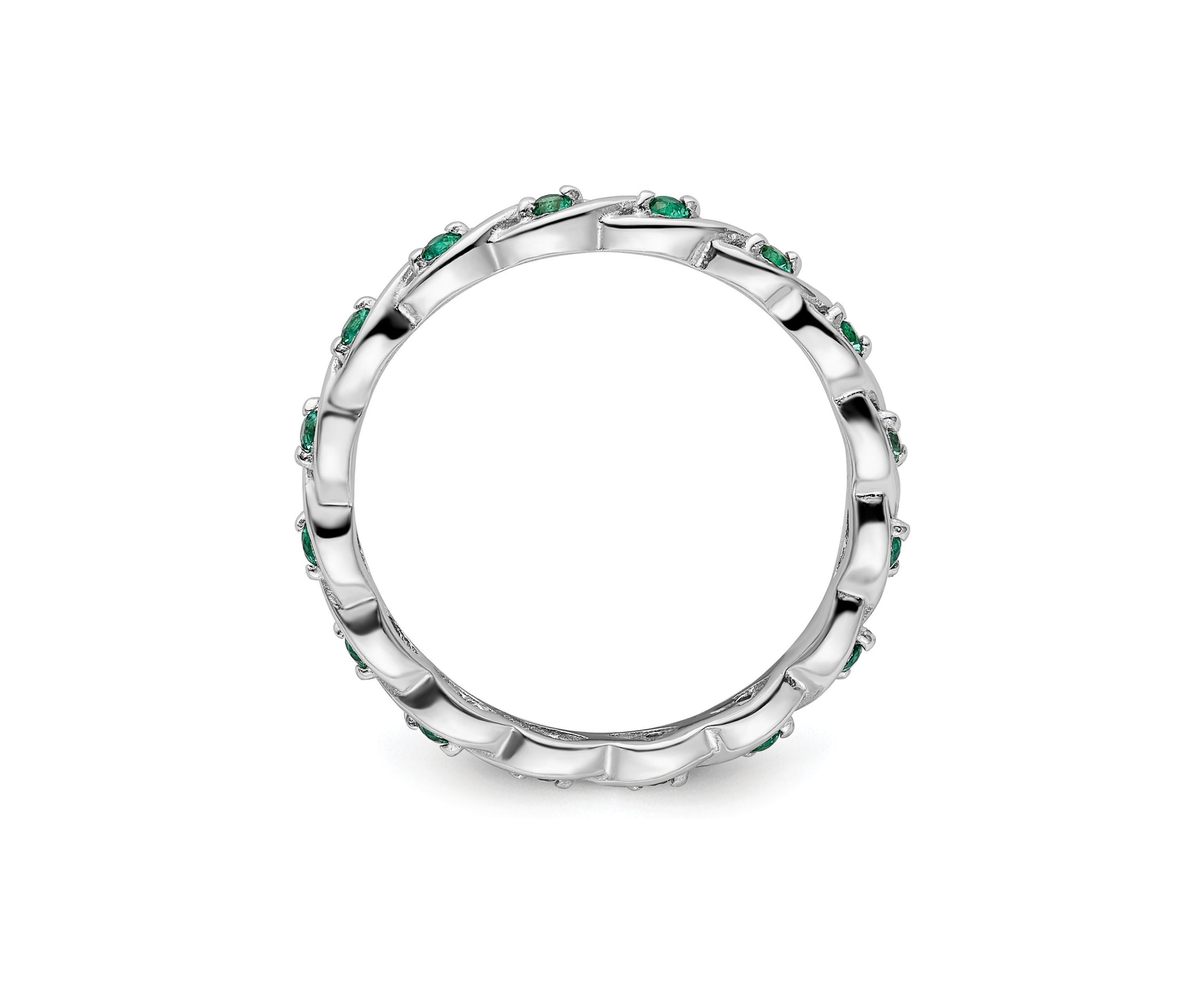 Lab Created 1/5 ct. t.w. Created Emerald Stackable Expressions Ring in Sterling Silver