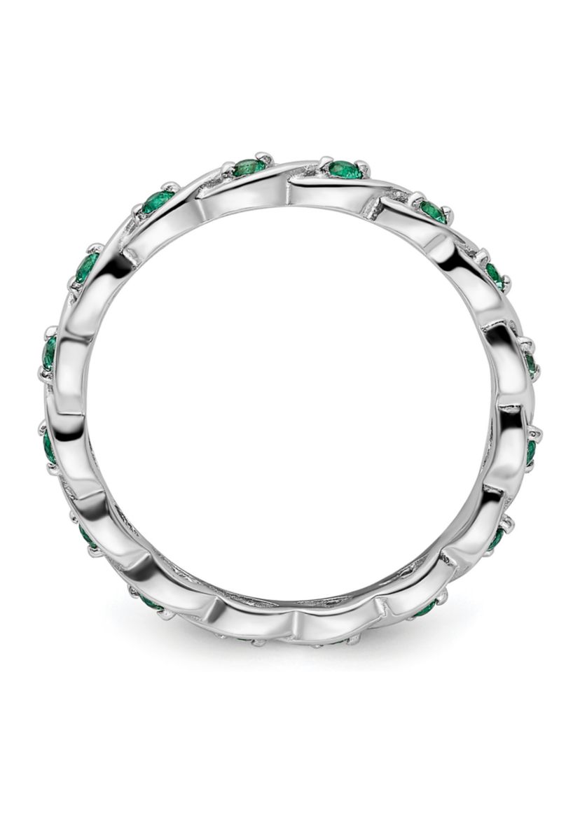 Lab Created 1/5 ct. t.w. Created Emerald Stackable Expressions Ring in Sterling Silver