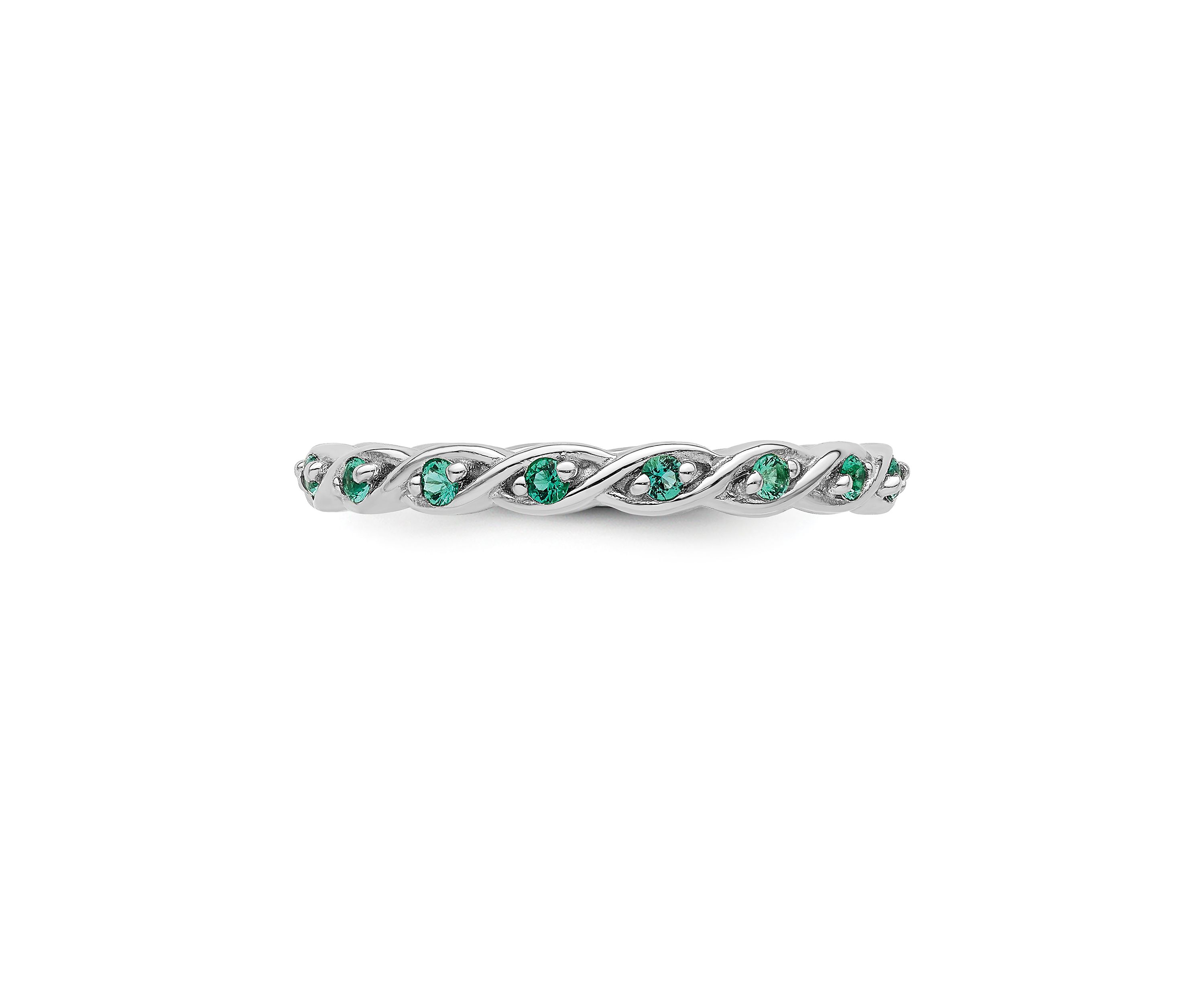 Lab Created 1/5 ct. t.w. Created Emerald Stackable Expressions Ring in Sterling Silver