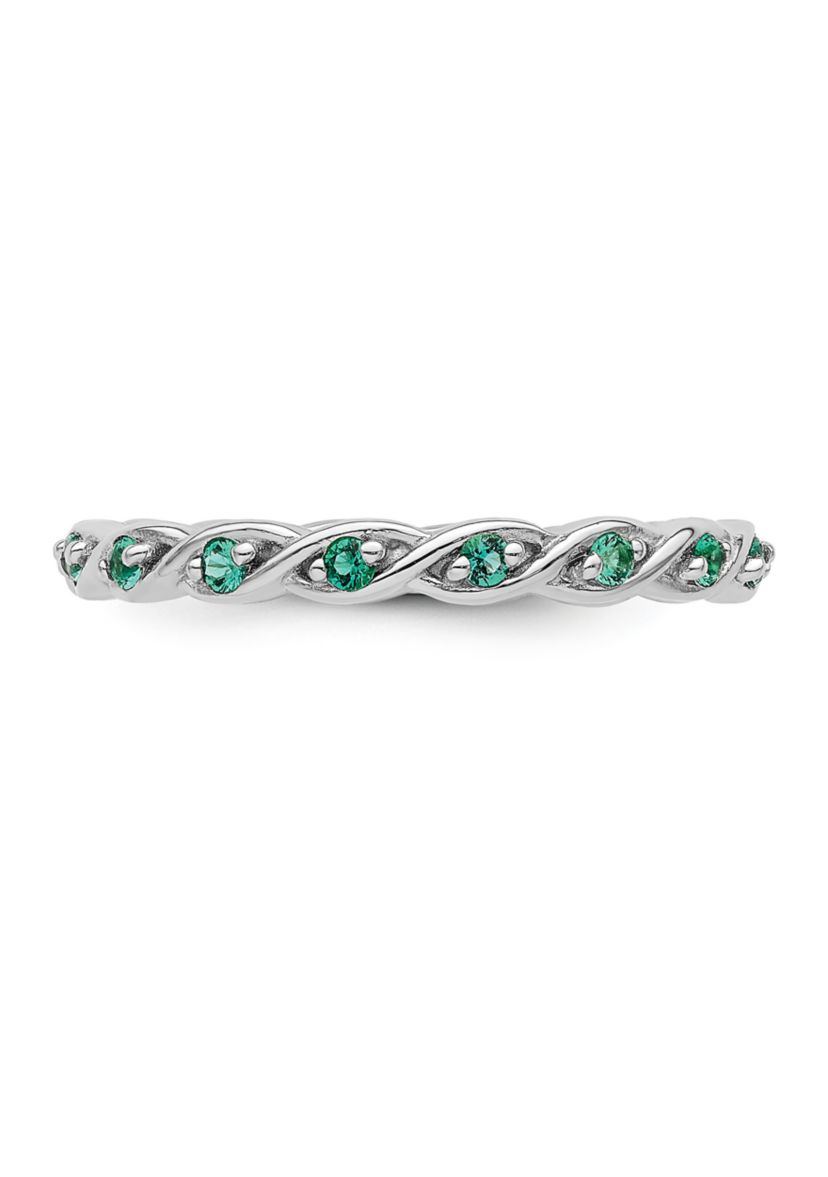Lab Created 1/5 ct. t.w. Created Emerald Stackable Expressions Ring in Sterling Silver
