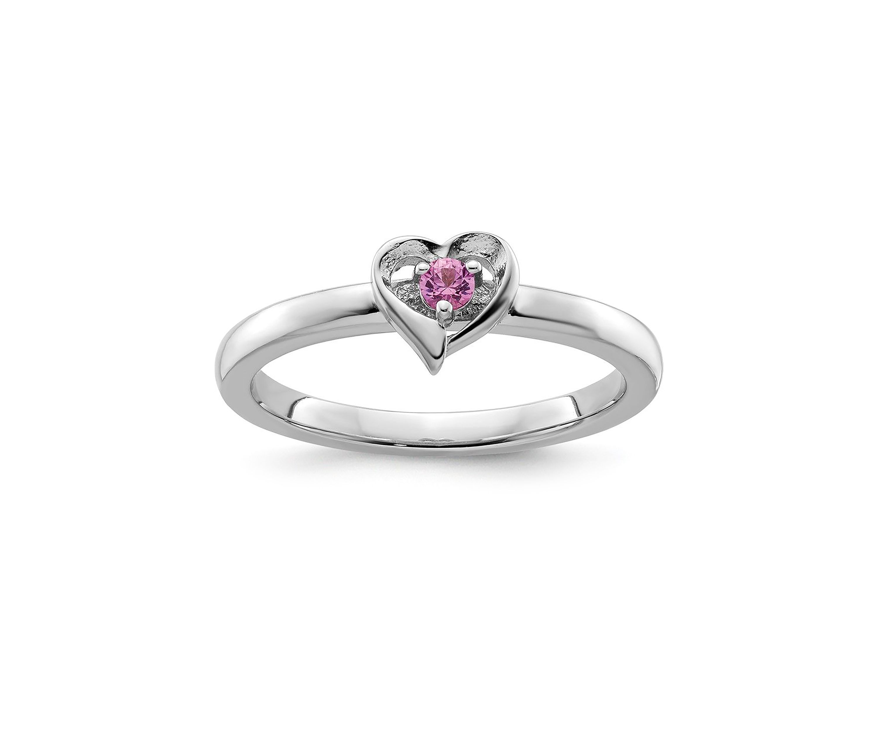 1/10 ct. t.w. Lab Created Pink Sapphire Heart Stackable Expressions Ring in Sterling Silver