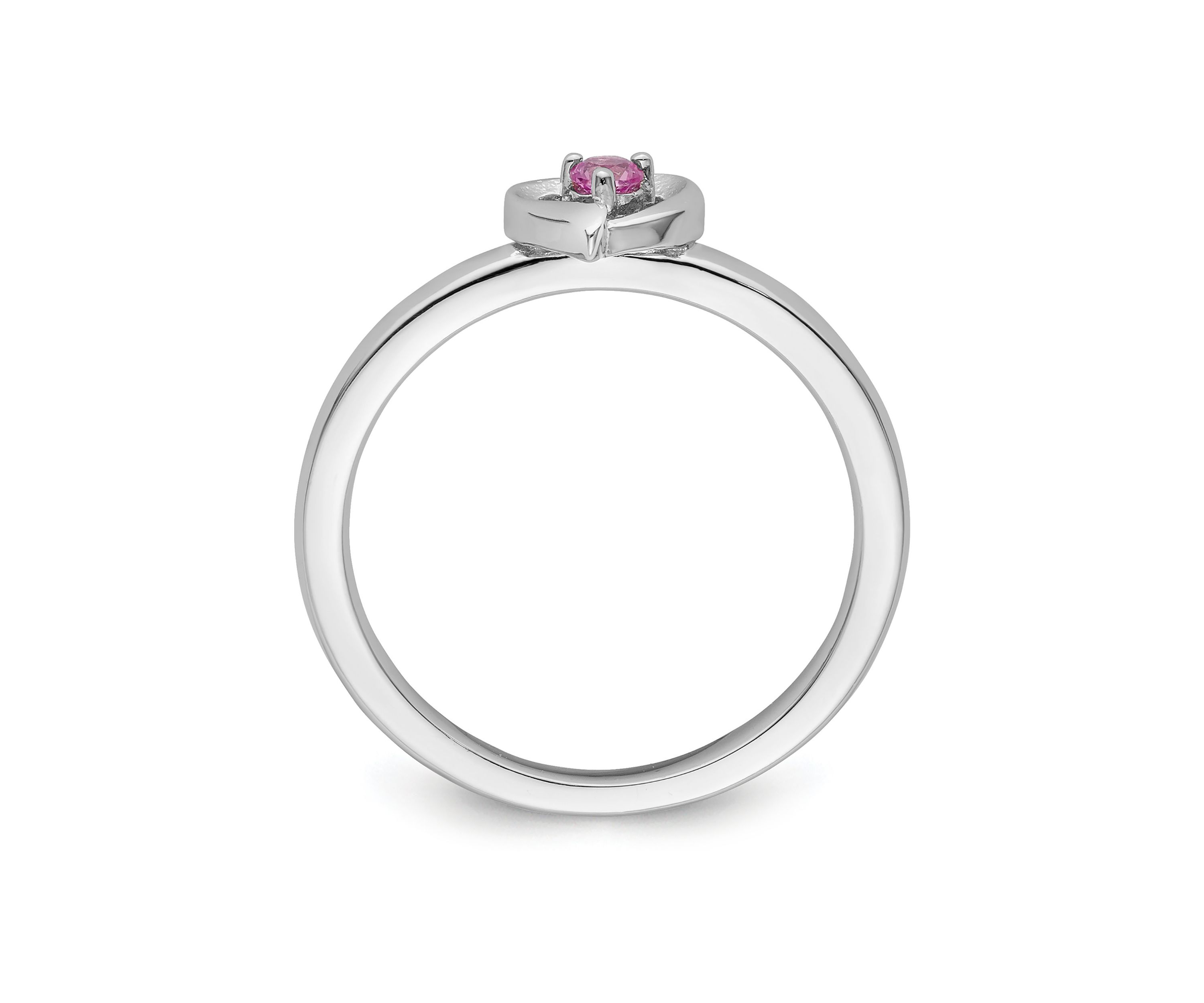 1/10 ct. t.w. Lab Created Pink Sapphire Heart Stackable Expressions Ring in Sterling Silver