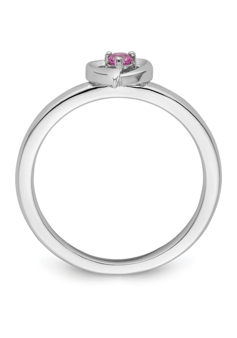 1/10 ct. t.w. Lab Created Pink Sapphire Heart Stackable Expressions Ring in Sterling Silver