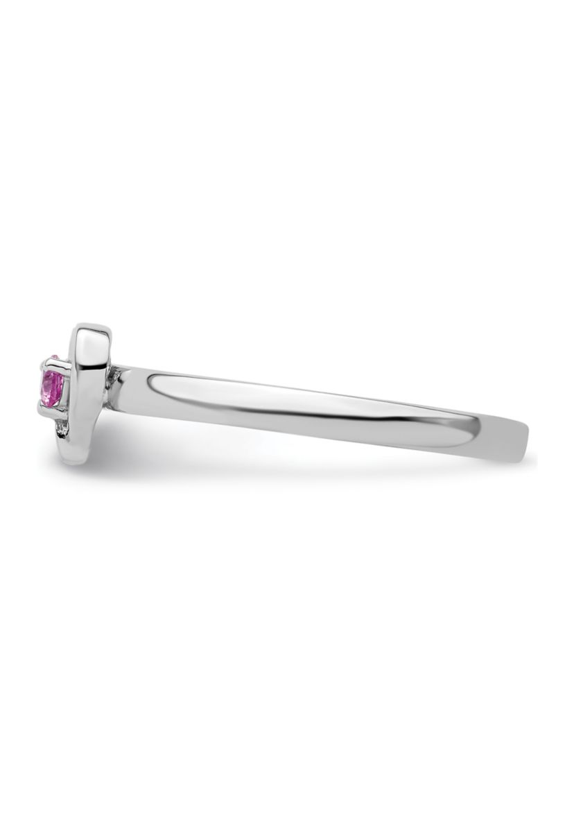 1/10 ct. t.w. Lab Created Pink Sapphire Heart Stackable Expressions Ring in Sterling Silver