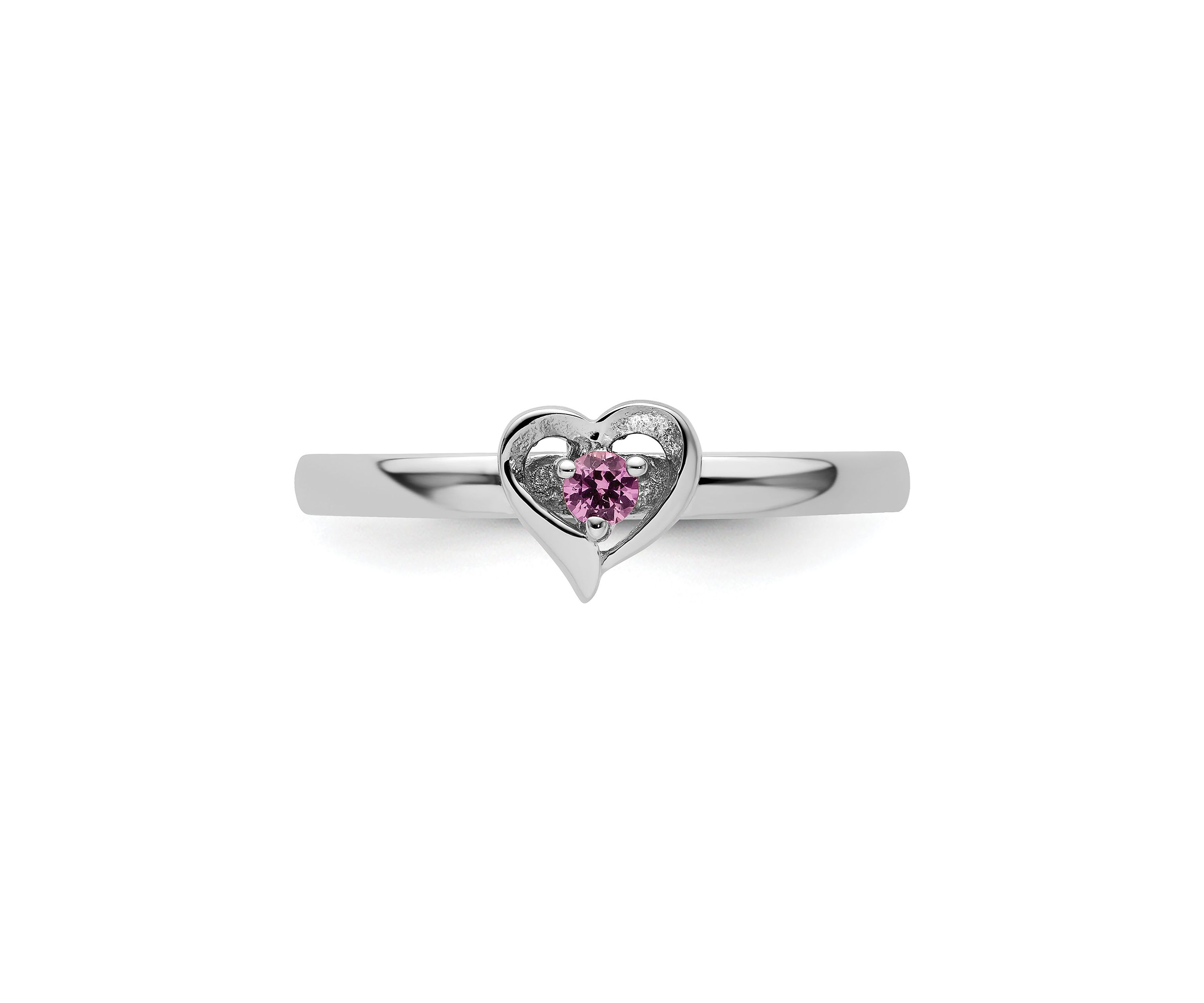 1/10 ct. t.w. Lab Created Pink Sapphire Heart Stackable Expressions Ring in Sterling Silver