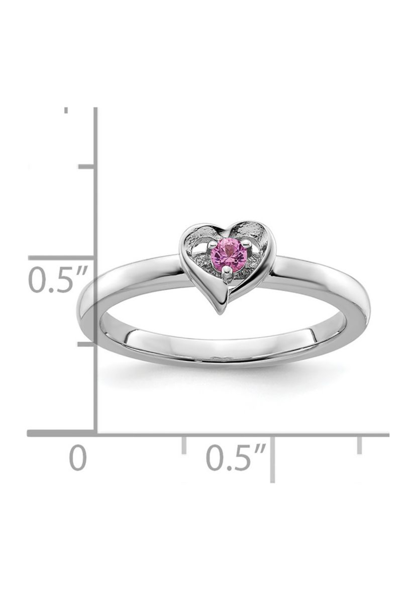 1/10 ct. t.w. Lab Created Pink Sapphire Heart Stackable Expressions Ring in Sterling Silver