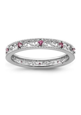 Belk & Co 1/4 ct. t.w. Rhodolite Garnet Stackable Expressions Ring in Sterling Silver, White, 9 -  0886774204710