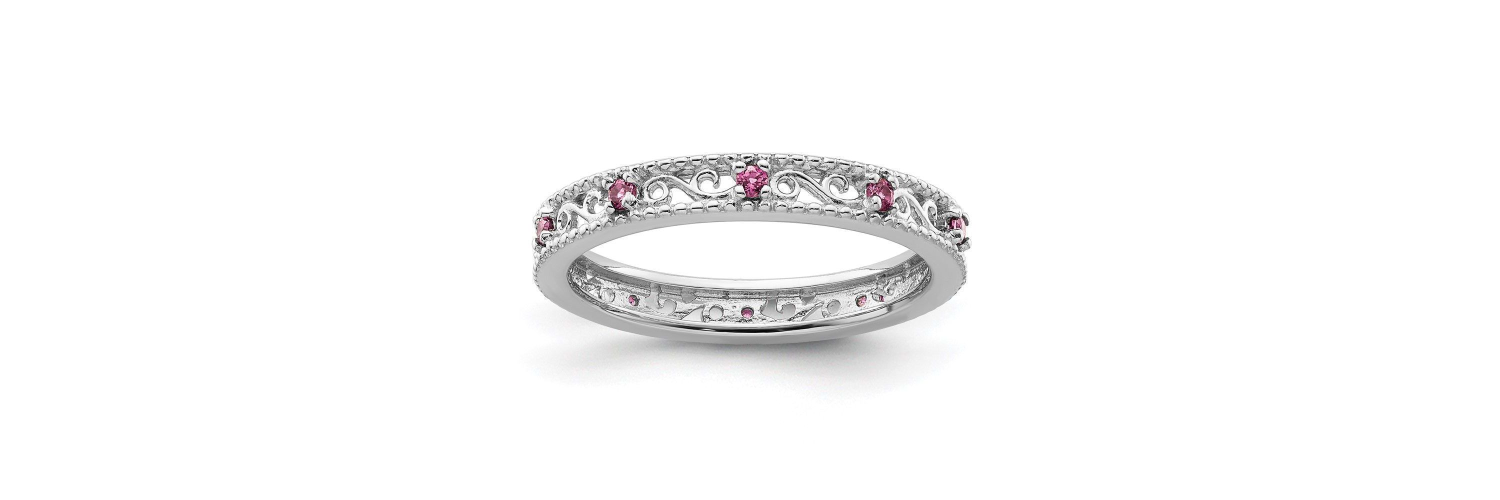 1/4 ct. t.w. Rhodolite Garnet Stackable Expressions Ring in Sterling Silver