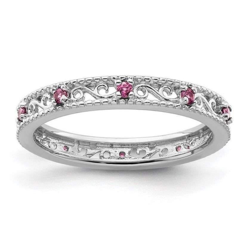 1/4 ct. t.w. Rhodolite Garnet Stackable Expressions Ring in Sterling Silver