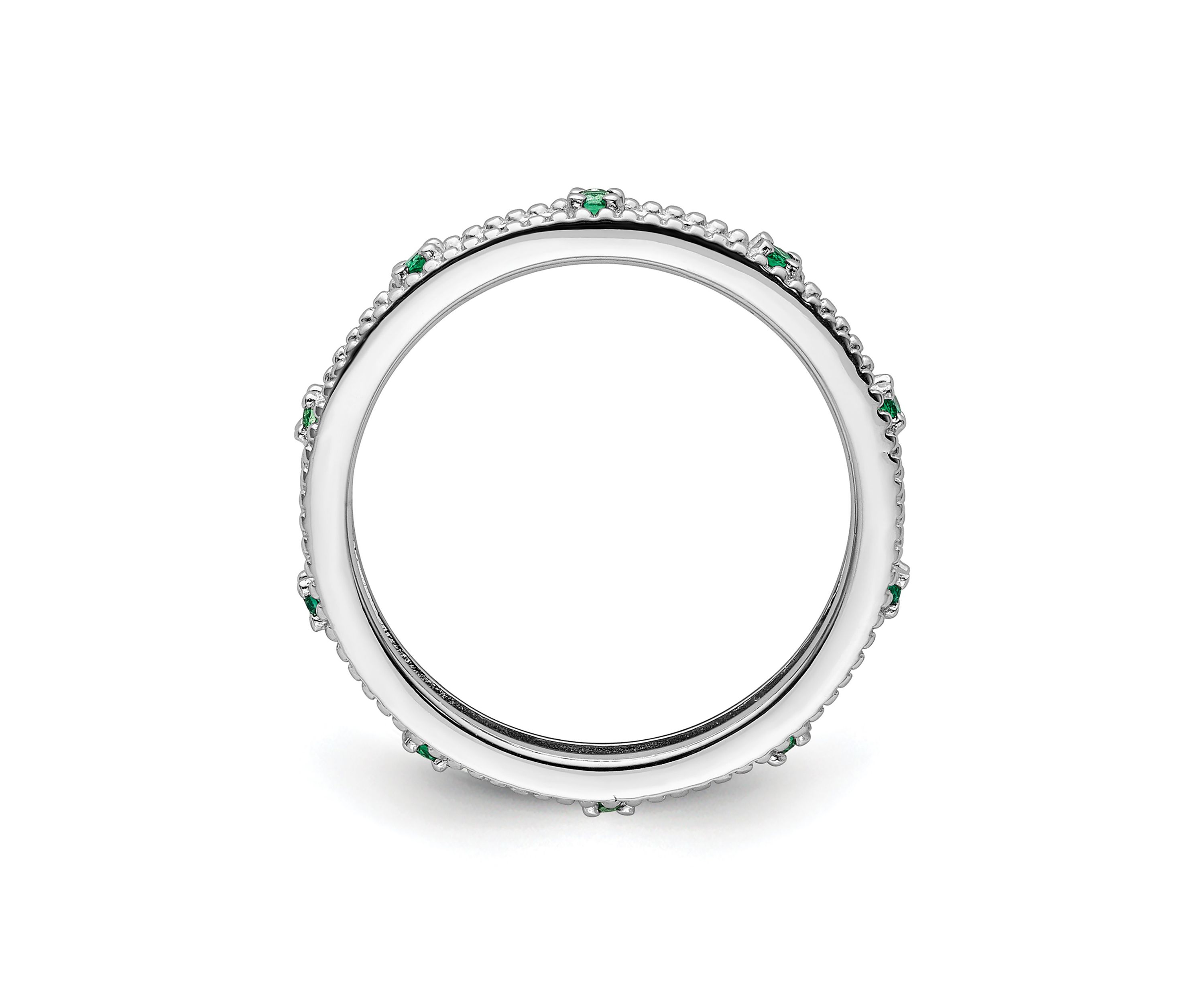 Lab Created 1/8 ct. t.w. Created Emerald Stackable Expressions Ring in Sterling Silver