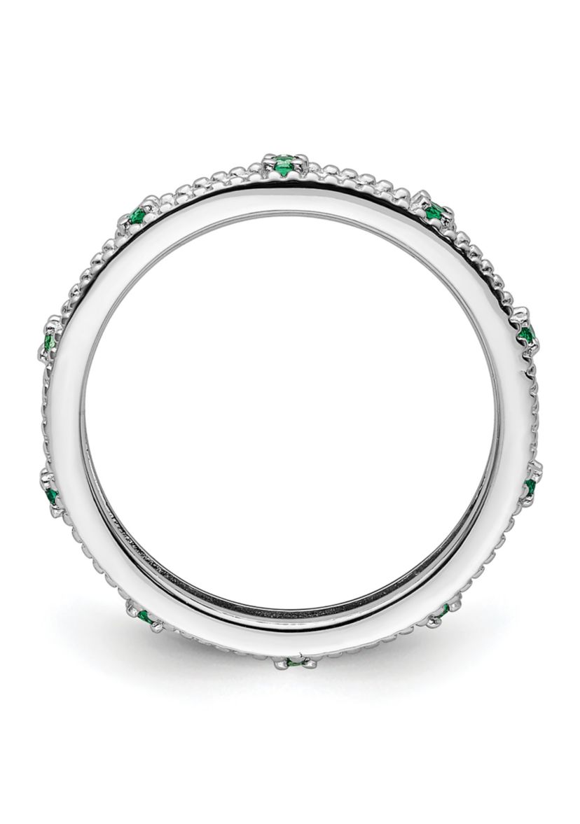Lab Created 1/8 ct. t.w. Created Emerald Stackable Expressions Ring in Sterling Silver