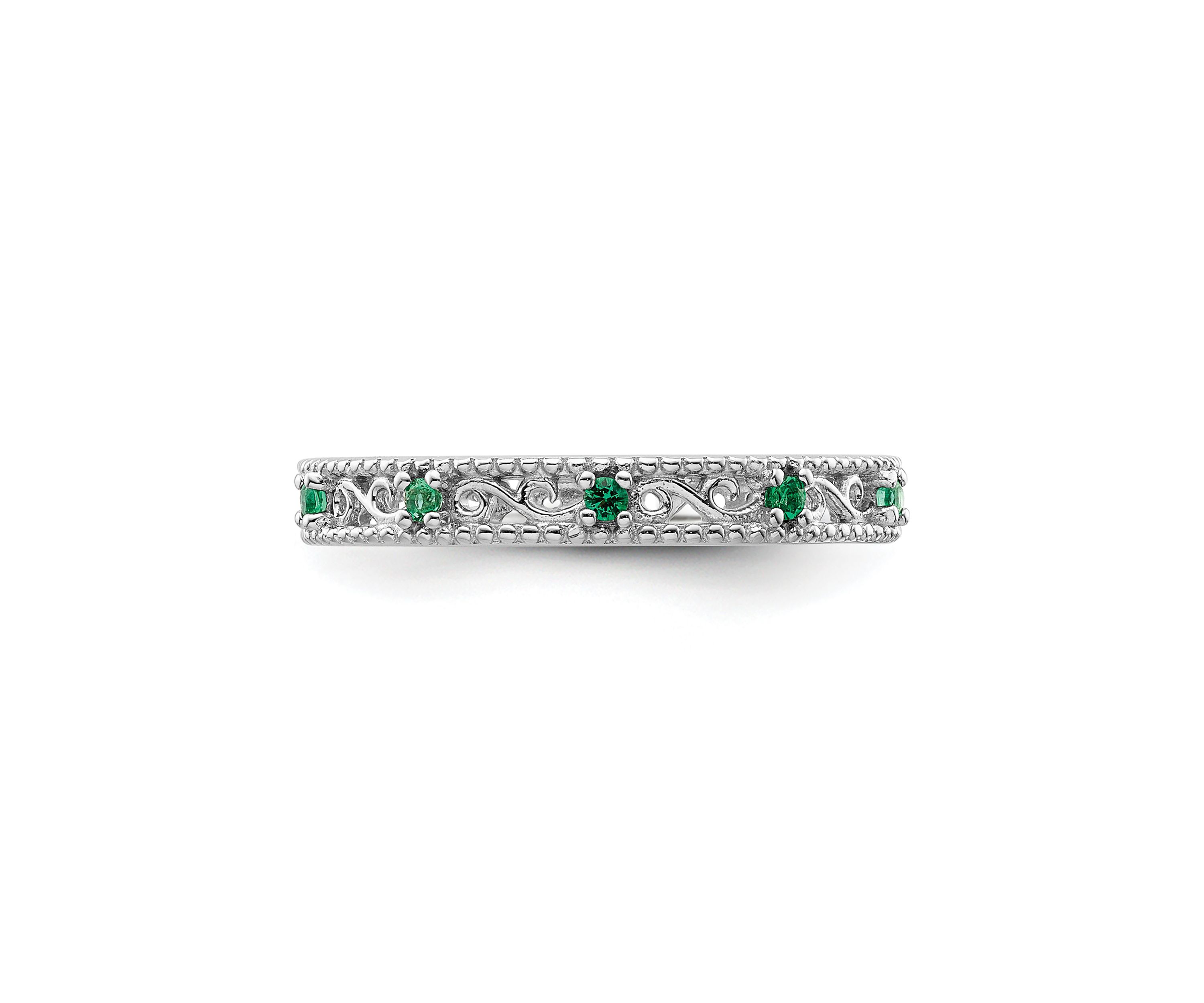 Lab Created 1/8 ct. t.w. Created Emerald Stackable Expressions Ring in Sterling Silver