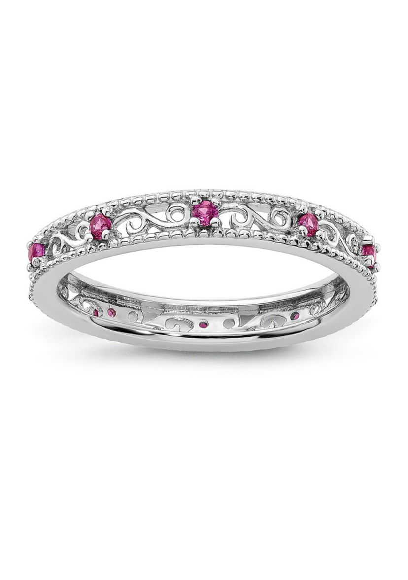 Lab Created 1/5 ct. t.w. Created Ruby Stackable Expressions Ring in Sterling Silver