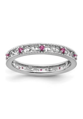 Belk & Co 1/5 ct. t.w. Lab Created Pink Sapphire Ring in Sterling Silver