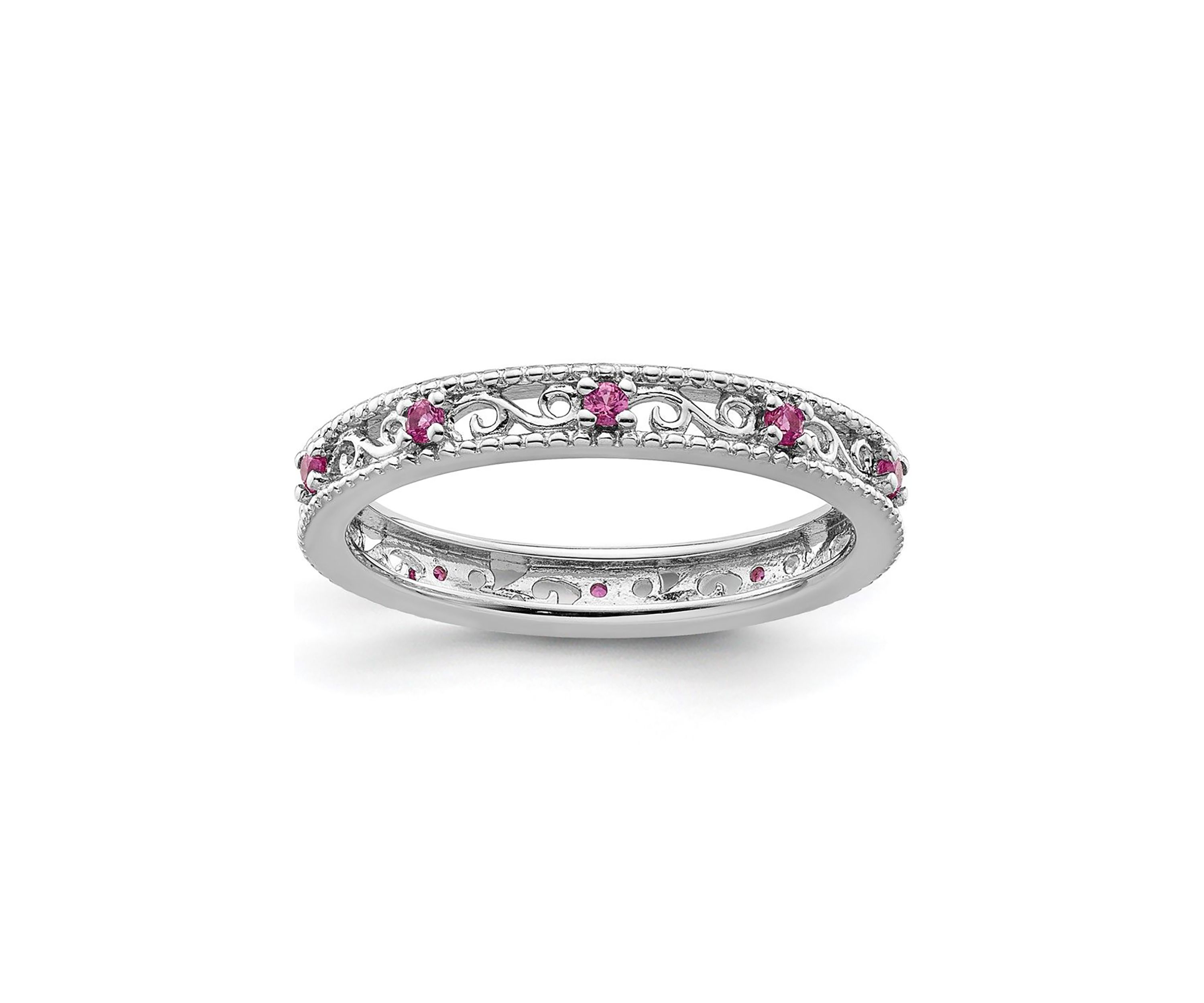 1/5 ct. t.w. Lab Created Pink Sapphire Stackable Expressions Ring in Sterling Silver