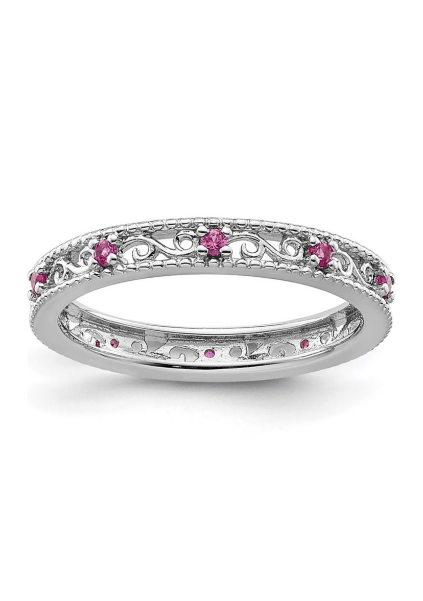 1/5 ct. t.w. Lab Created Pink Sapphire Stackable Expressions Ring in Sterling Silver
