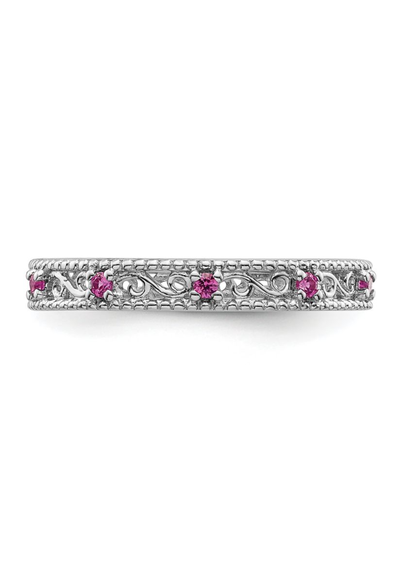1/5 ct. t.w. Lab Created Pink Sapphire Stackable Expressions Ring in Sterling Silver