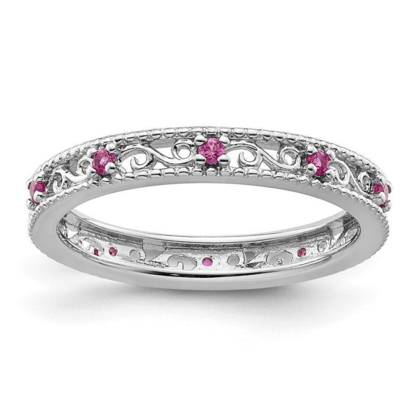 1/5 ct. t.w. Lab Created Pink Sapphire Stackable Expressions Ring in Sterling Silver
