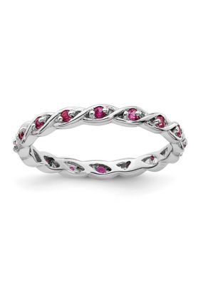 Belk & Co Lab Created 1/3 ct. t.w. Created Ruby Stackable Expressions Ring in Sterling Silver, White, 10