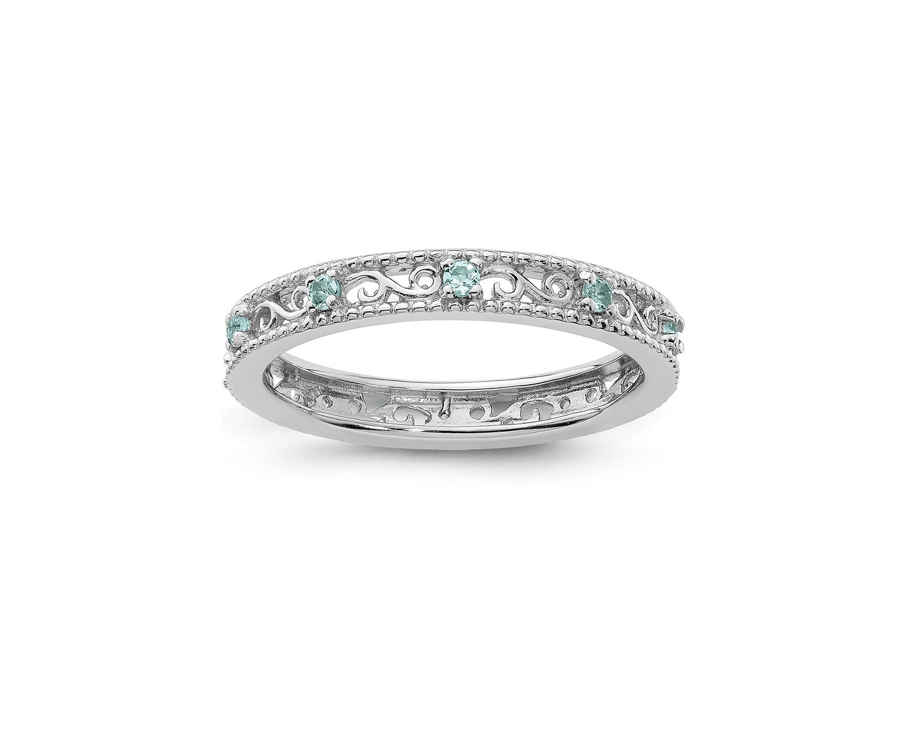 1/8 ct. t.w. Aquamarine Stackable Expressions Ring in Sterling Silver