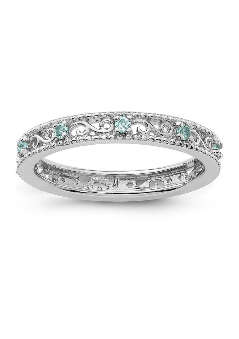 1/8 ct. t.w. Aquamarine Stackable Expressions Ring in Sterling Silver