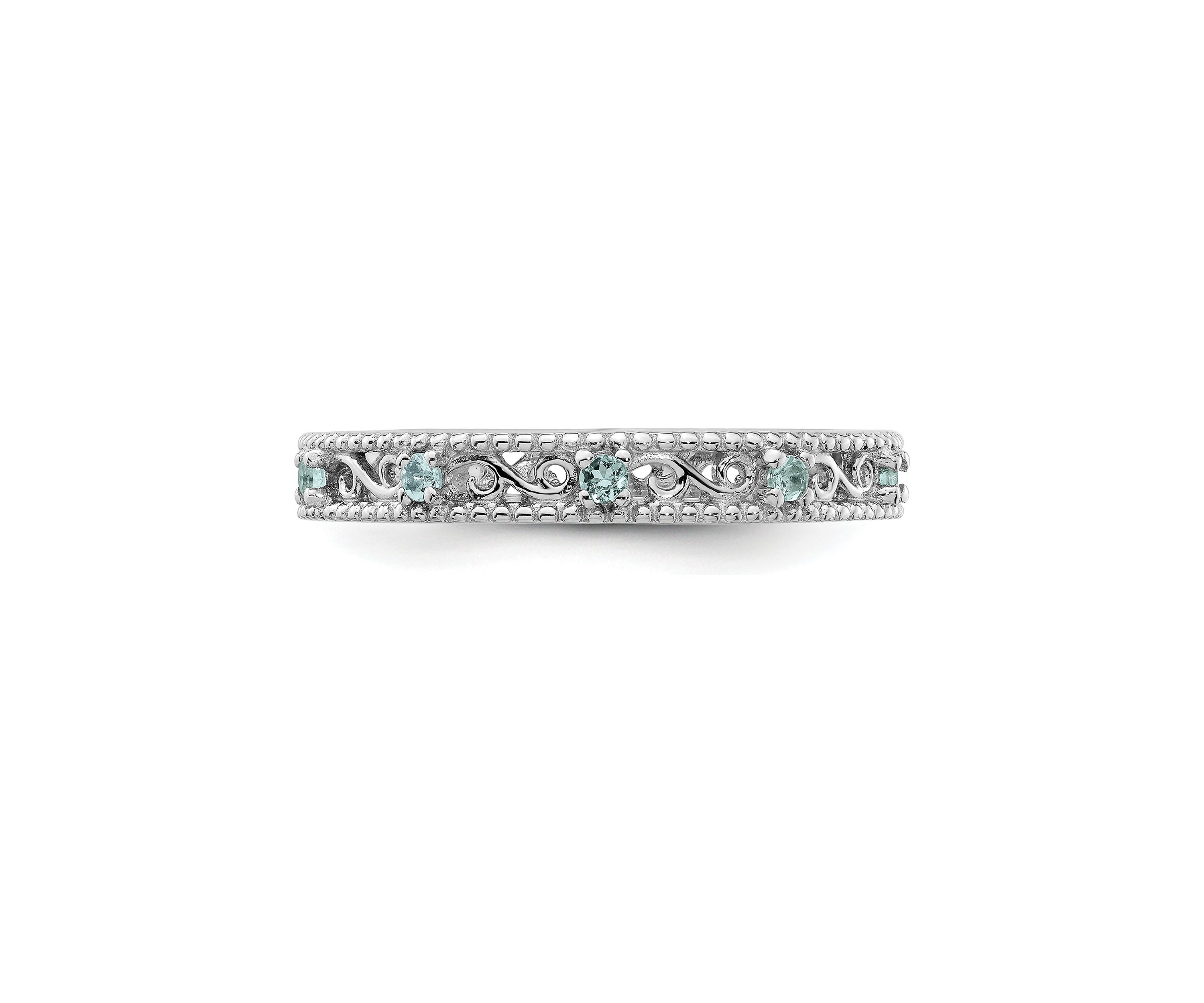 1/8 ct. t.w. Aquamarine Stackable Expressions Ring in Sterling Silver