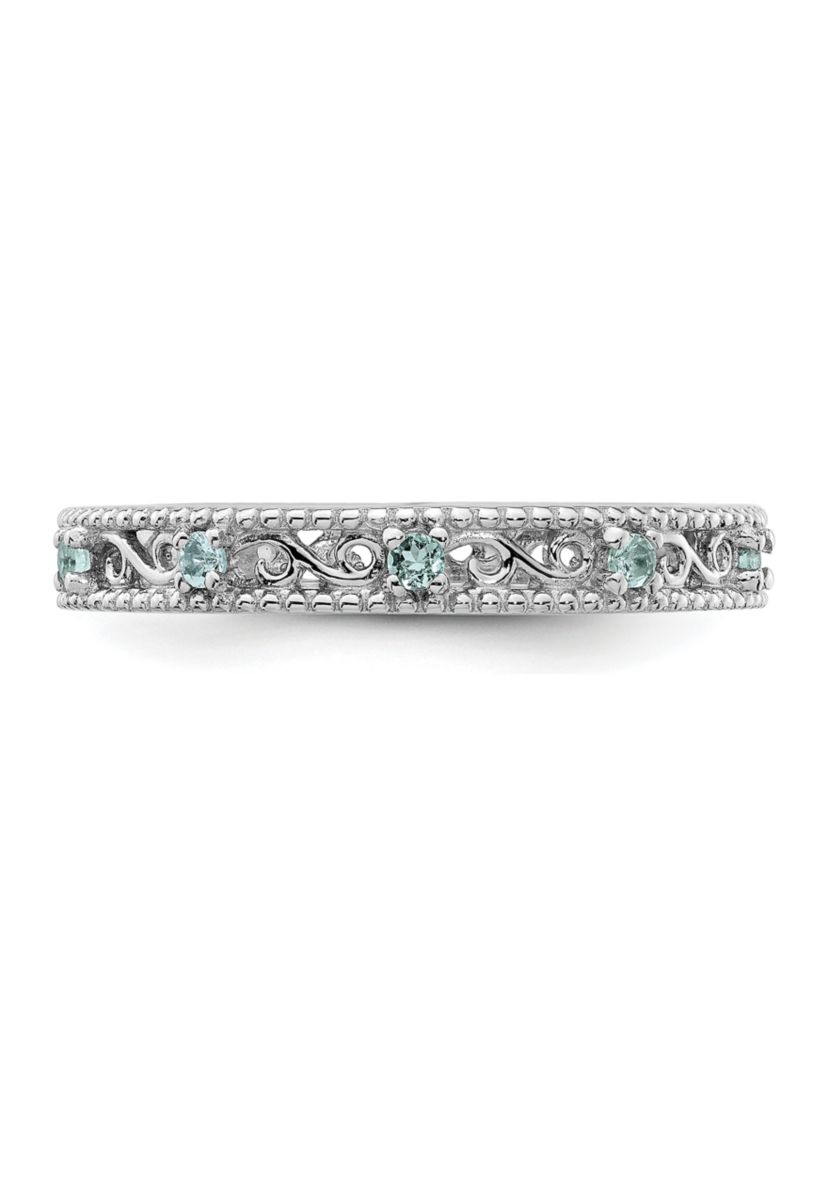 1/8 ct. t.w. Aquamarine Stackable Expressions Ring in Sterling Silver