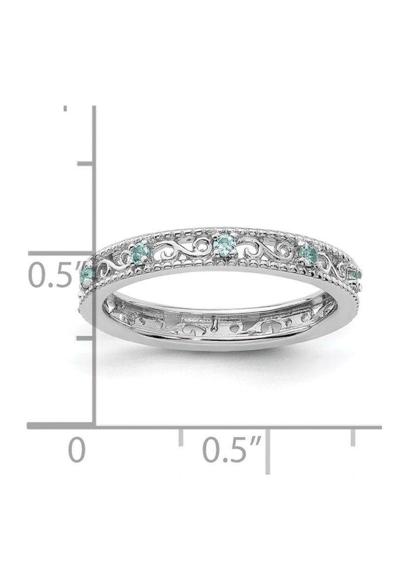 1/8 ct. t.w. Aquamarine Stackable Expressions Ring in Sterling Silver