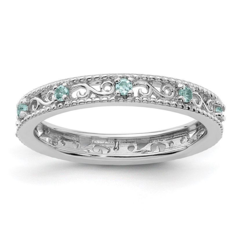 1/8 ct. t.w. Aquamarine Stackable Expressions Ring in Sterling Silver