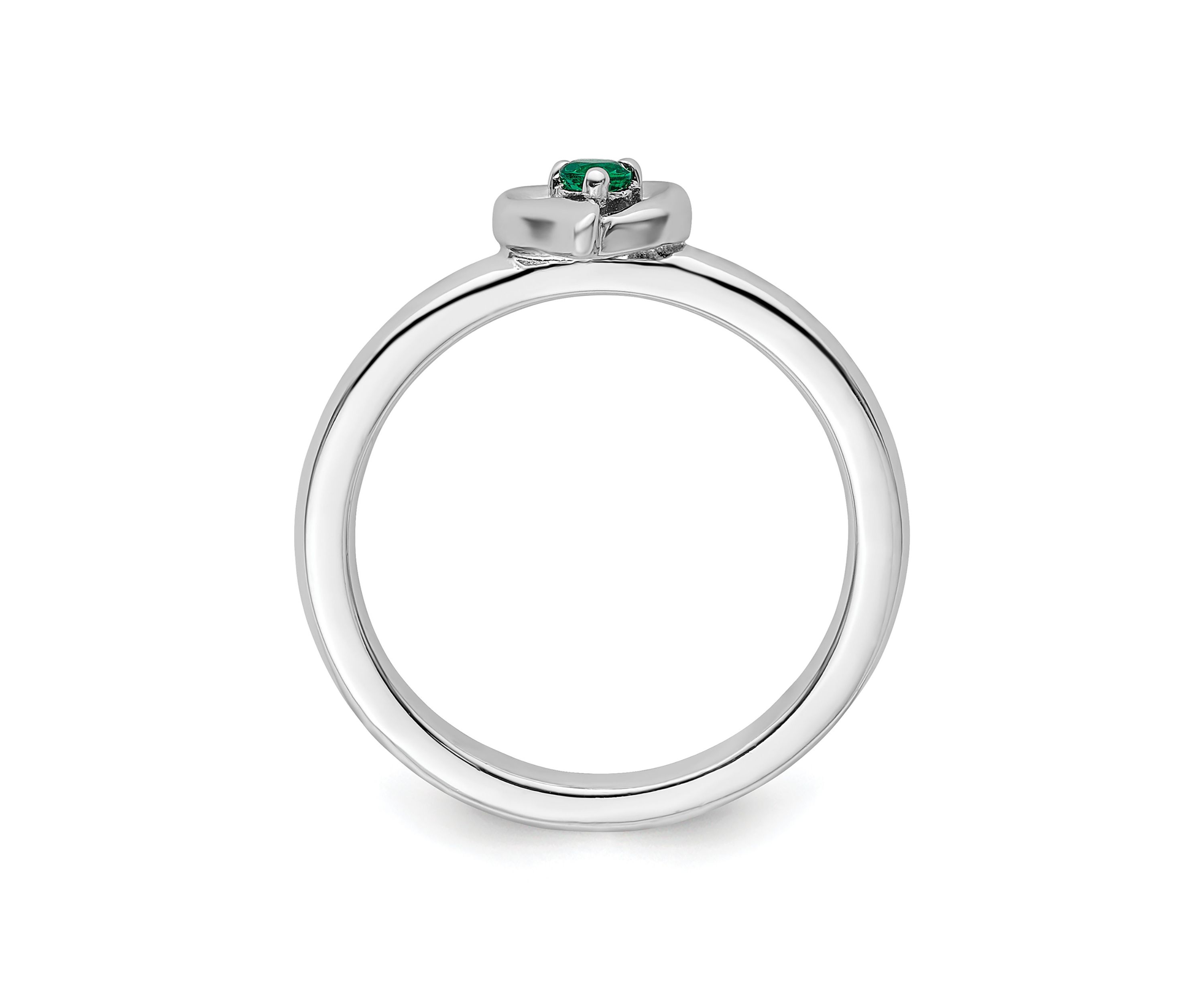 Lab Created 1/10 ct. t.w. Created Emerald Stackable Expressions Heart Ring in Sterling Silver