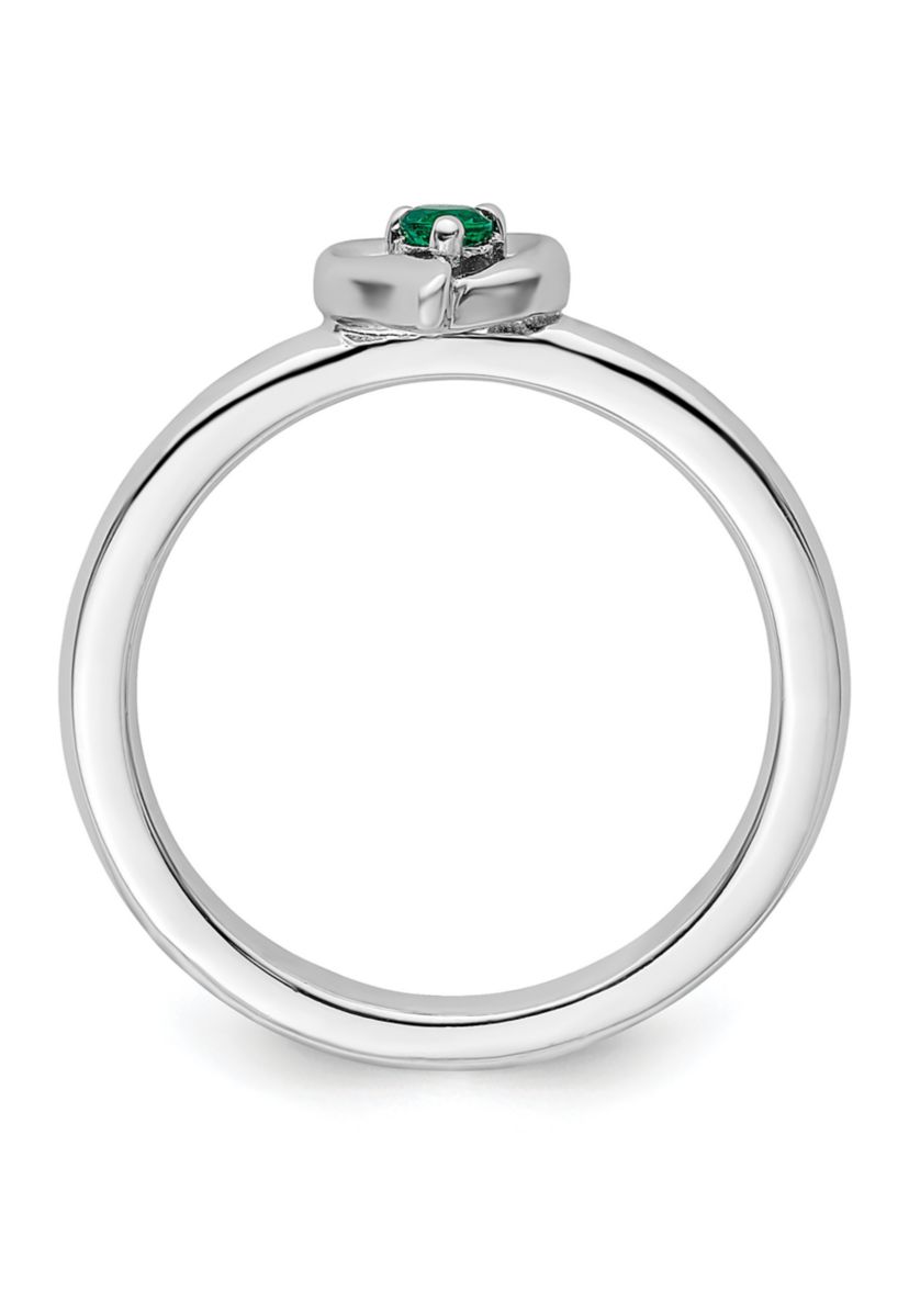 Lab Created 1/10 ct. t.w. Created Emerald Stackable Expressions Heart Ring in Sterling Silver