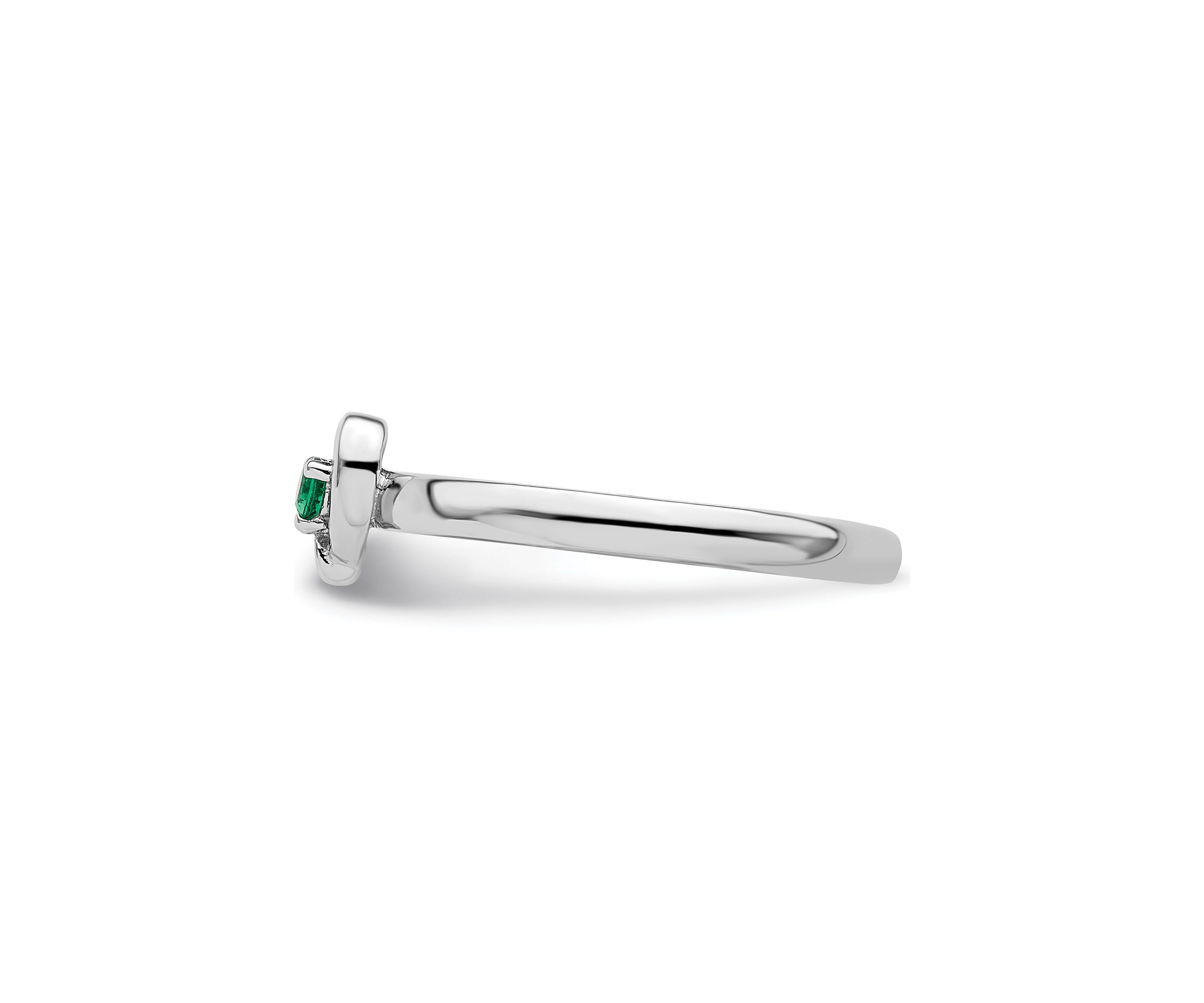 Lab Created 1/10 ct. t.w. Created Emerald Stackable Expressions Heart Ring in Sterling Silver