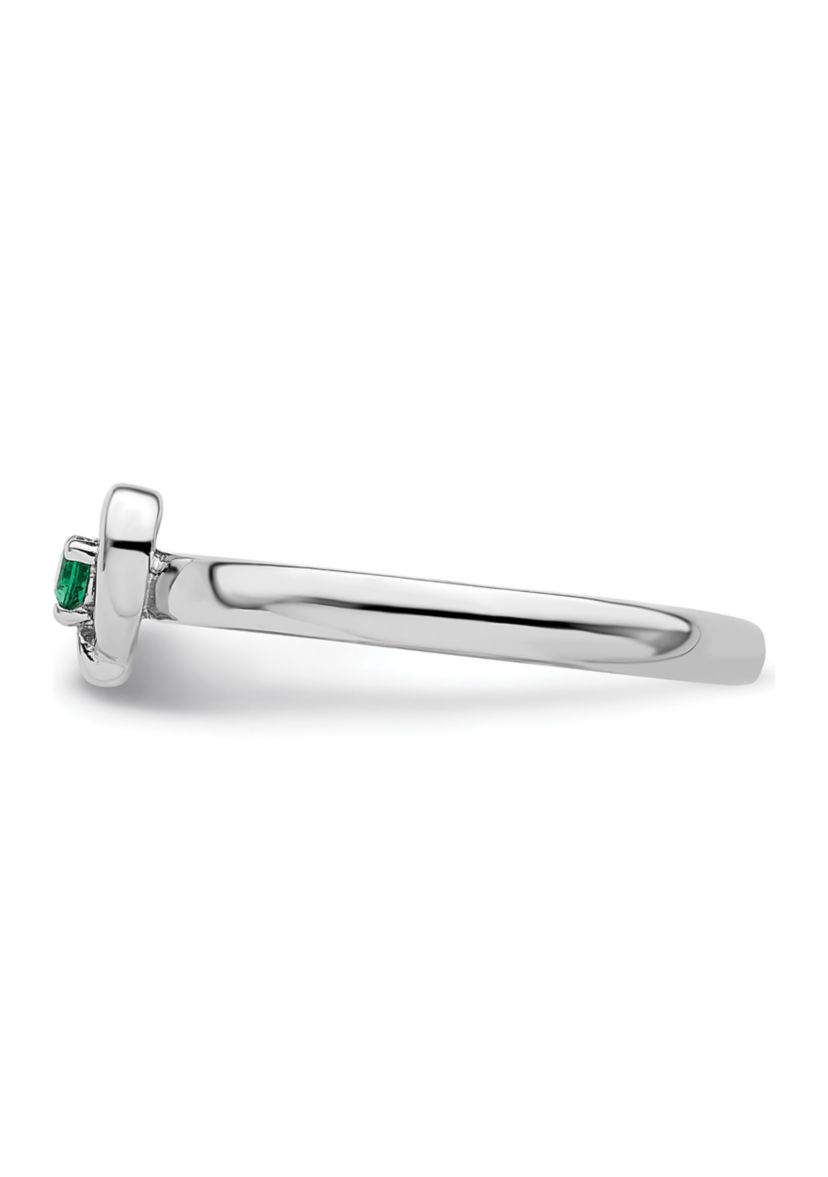 Lab Created 1/10 ct. t.w. Created Emerald Stackable Expressions Heart Ring in Sterling Silver