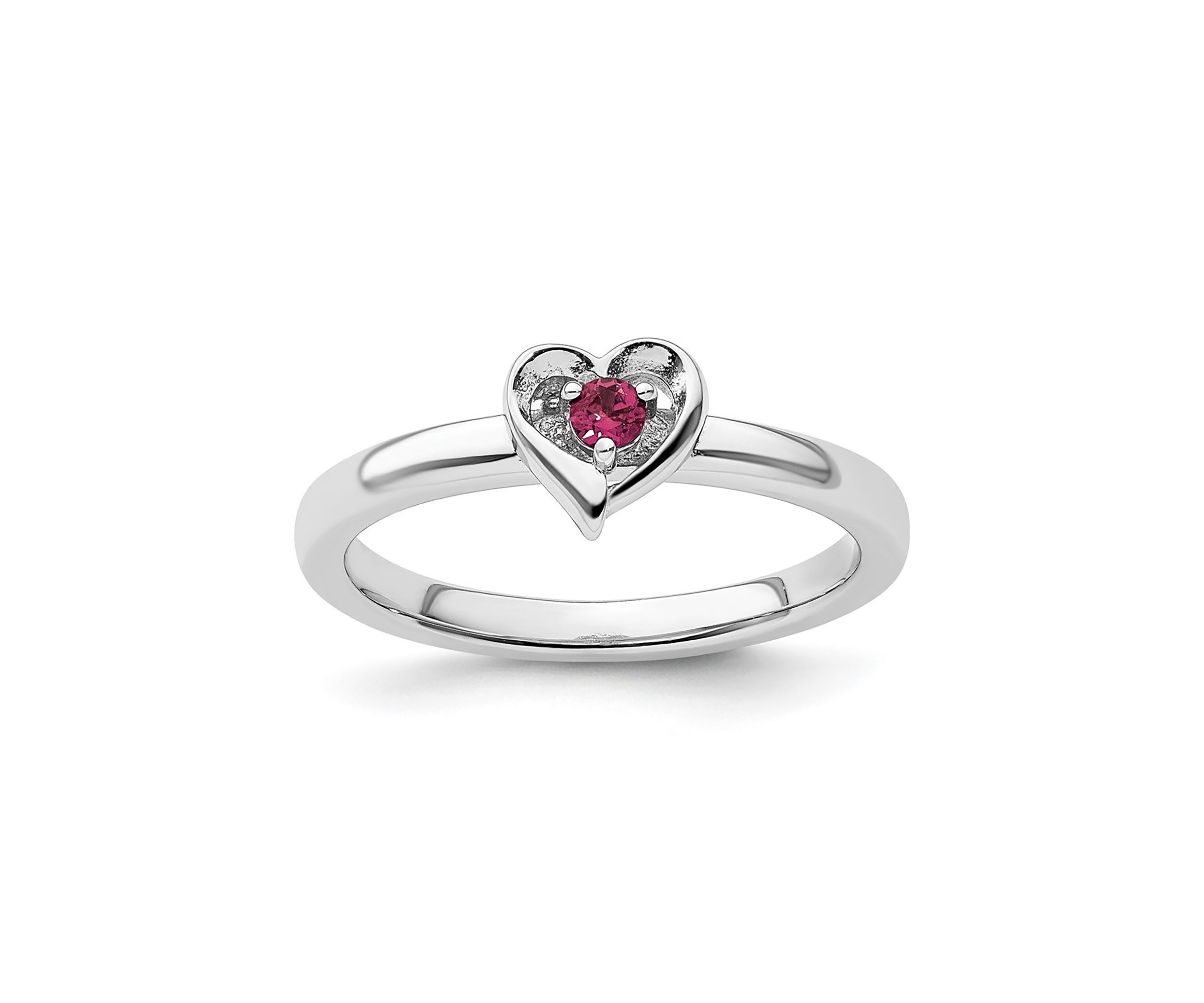 Lab Created 1/10 ct. t.w. Created Ruby Stackable Expressions Heart Ring in Sterling Silver