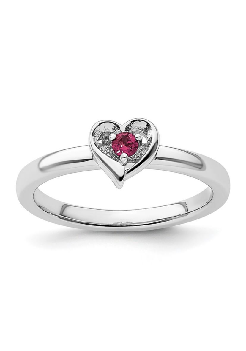 Lab Created 1/10 ct. t.w. Created Ruby Stackable Expressions Heart Ring in Sterling Silver
