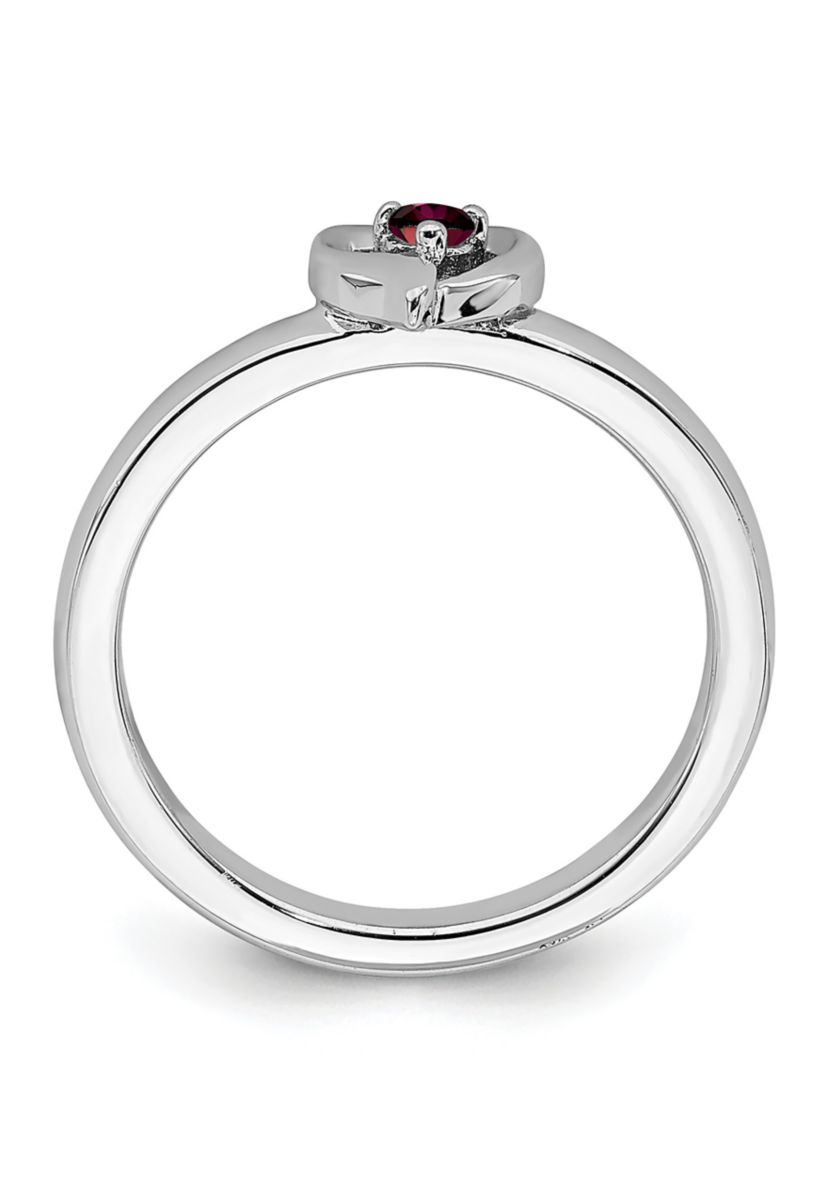 Lab Created 1/10 ct. t.w. Created Ruby Stackable Expressions Heart Ring in Sterling Silver