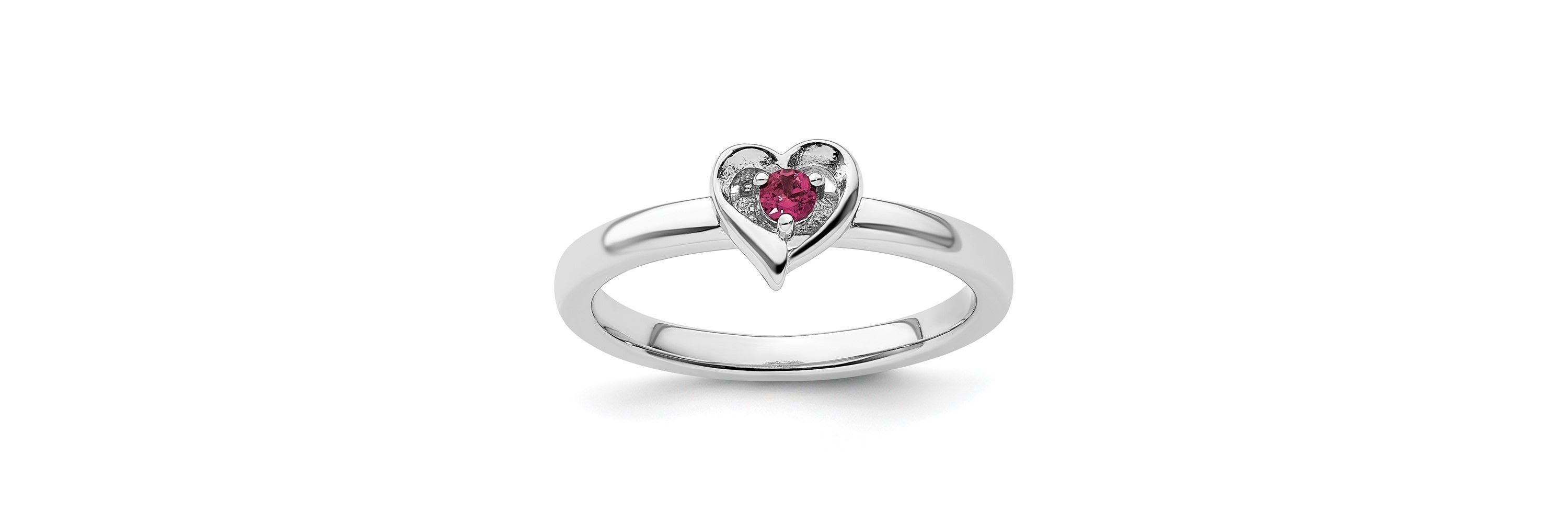 Lab Created 1/10 ct. t.w. Created Ruby Stackable Expressions Heart Ring in Sterling Silver